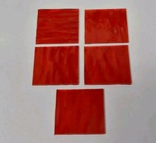 5 pieces, Orange Stained  Glass Tiles, 5 x 5 cm, 3 mm thick. Art&Craft, 