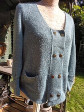 Wrap London Duck Egg Blue 100% Alpaca Jacket/Cardigan Stud Fastening Uk 16