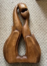 Wooden cat sculpture 33cm - wooden,