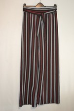 womens Black red white striped wide leg trousers size S/M