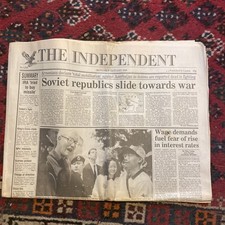 The Independent Newspaper. Jan 26 1990. Soviet Republics Slide Towards War. Rare
