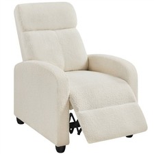 Adjustable Boucle Reclining Chair For Living Room Bedroom Home Theater Ivory