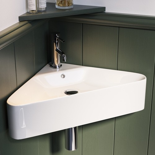 White wall hung corner basin - wall,