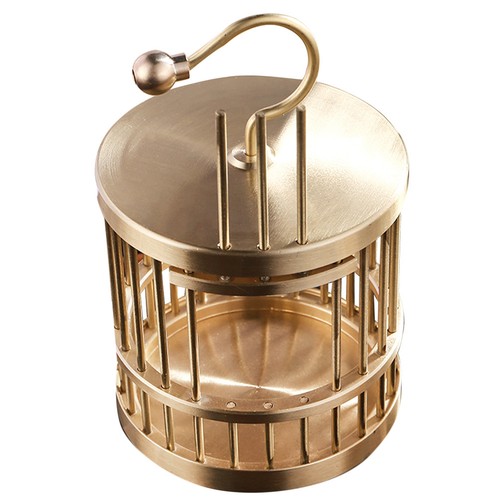 Vintage brass bird - brass, cage