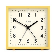 Jones® - Disco mantel clock retro yellow square  Arabic quartz desk bedroom