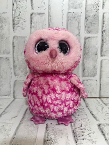 Pink purple white - owl, plush