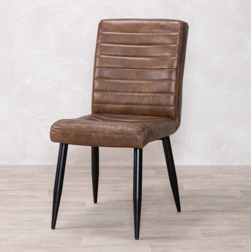 Walnut leather dining chair - dining,