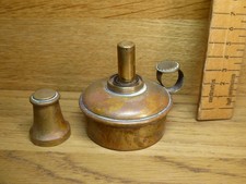 Small Vintage Brass Oil Lamp with finger loop and screw cap.6cm at base/7cm tall