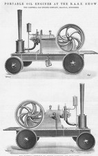 CAMPBELL Gas Engine Co Halifax Portable Oil Engine Antique Print 1894