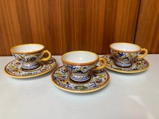 Vintage Deruta Italian Majolica Pottery Raffaellesco Set of 3 Cups and Saucers 