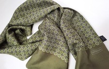 VIYELLA - Green Classic Geometric Design Twill Silk Double Sided Rectangle Scarf