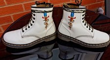 Vintage Dr Martens 1460 white motif leather boots UK 7 EU 41 Made in England