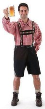 Bavarian Lederhosen Faux Suede Shorts & Braces Oktoberfest Fancy Dress Costume