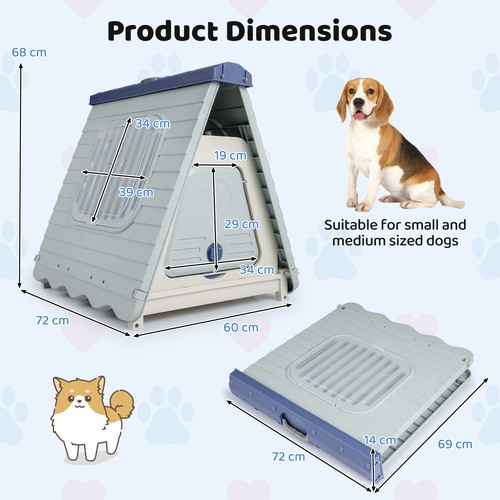 Folding plastic dog house - plastic,