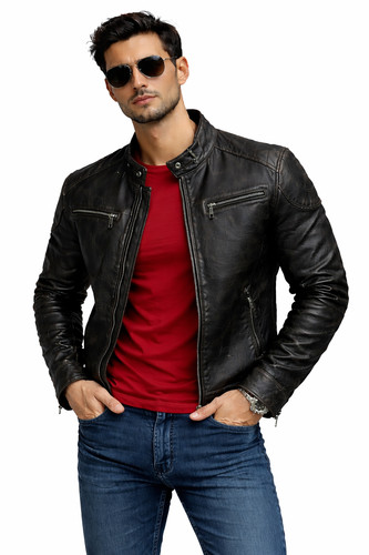 Mens leather jacket black - mens,