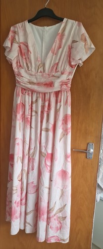 Pink floral long - maxi, dress