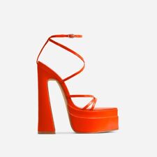 Ego Whole Life Strappy Extreme Platform Block Heels In Red UK Size 9 BNIB