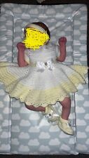 Newborn Handmade knitted dress in white and yellow practically new