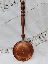 1930's Copper Miniature Warming Pan Lincoln Imp Turned Oak Handle