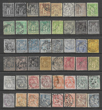 France 1877-1902 Pax and Mercur/Definitives 49 x Values M/Used