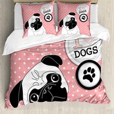 Pug Duvet Cover I Love Dogs