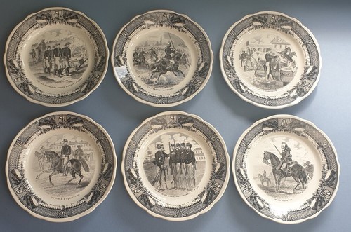 A019 six sarreguemines pottery - sarreguemines,