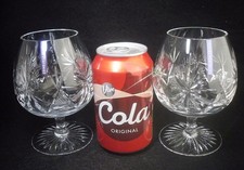 Pair Edinburgh Crystal STAR OF EDINBURGH Balloon Brandy Glasses 5"h (w/labels)