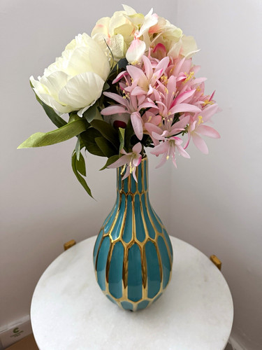 Turquoise gold geometric - turquoise, &