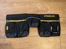STANLEY Fabric Tool Belt Pouch Black/Yellow Reflective Strip Adjustable Belt