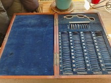 Rare Antique Optometry Opticians Mahogany Boxed Lens Test Set Vision Measurement