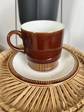 Vintage Poole Pottery Small Cup & Saucer – Chestnut Brown Stoneware Glossy vgc