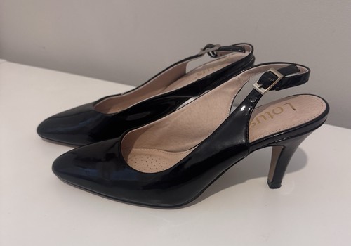 Lotus black patent slingback - black,
