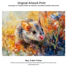 Field Mouse in Flowers 5"x7"