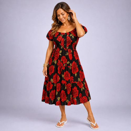 Off shoulder black - off, roses