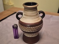 Dumler & Breiden Two Handled Vintage West German Vase 302/17 Geometric Pattern