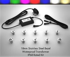 10 x 18mm LED Lights Deck/Decking/Plinth/Kickboard/Recessed/ Kitchen - 7 Colours