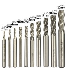 10Pcs 4 Flute HSS End Mill Slot Drill CNC Milling Cutter 2-12mm  For Metal