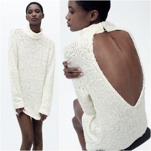 Zara ecru cream sequin - zara, ecru/cream