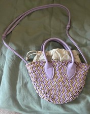 Lilac purple and straw mini small handbag with across body strap H&M