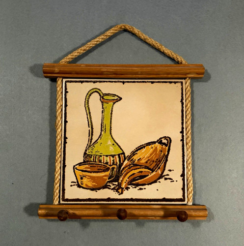 Vintage retro ceramic tile - tile, tea