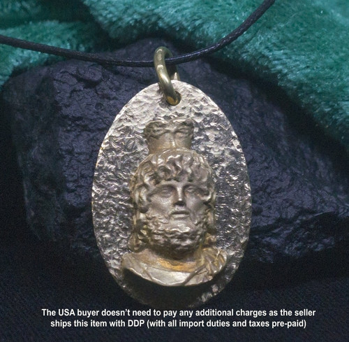 Serapis bronze pendant - bronze,