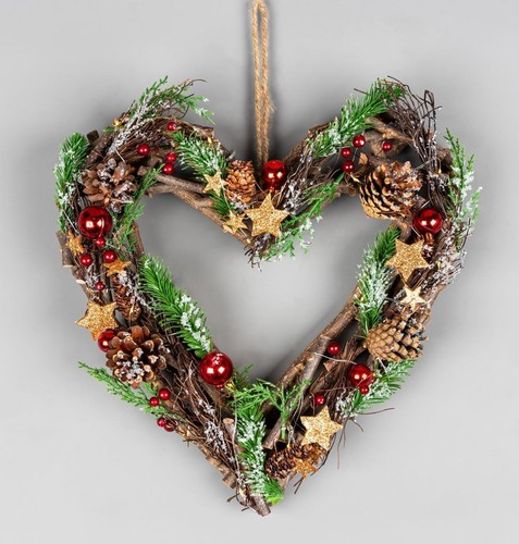 Prelit heart wreath 35cm - prelit,