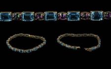 Stunning Ladies 9ct Gold & Blue and Amethyst Set Tennis Bracelet - A Bargain 