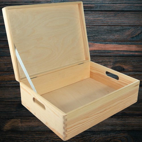 Large wooden storage box with - wooden,