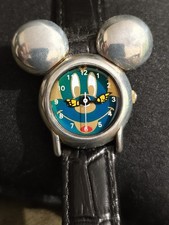Rare Vintage Mickey Mouse Shape Watch With A Color-Changing Dial +New Battery