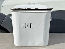 VINTAGE ENAMEL BREAD BIN WHITE WITH LID RETRO KITCHEN STORAGE CONTAINER