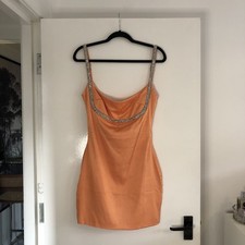 Oh Polly Ocean Shimmer orange satin mini dress