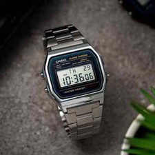 NEW CASIO Retro Classic Unisex Digital Steel Bracelet Watch A158WA-1YES Silver