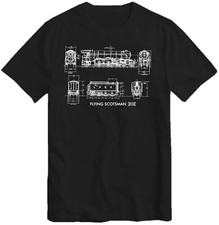 Flying Scotsman T-Shirt British Steam Locomotive Train Lovers Retro Top Tee Dia