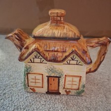 Vintage Keele St. Pottery tea Pot Cottage Garden Miniature Hand  painted